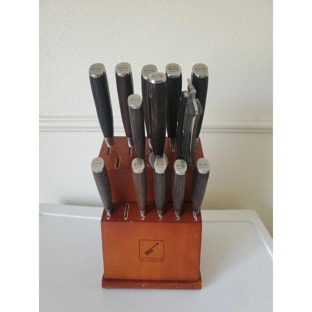 imarku 15 Slot Hardwood Knife Storage Block in CHERRY Finish Block Only